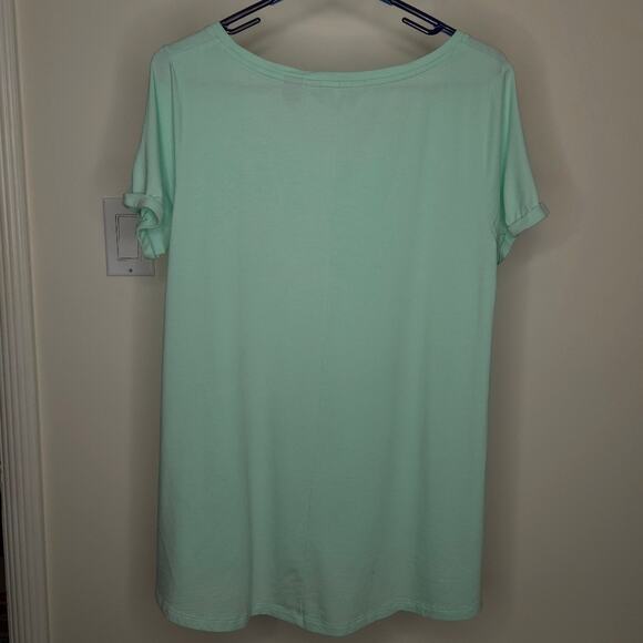Lands' End Womens Aqua Green Short Sleeve Top Size M 10-12 - Picture 2 of 6